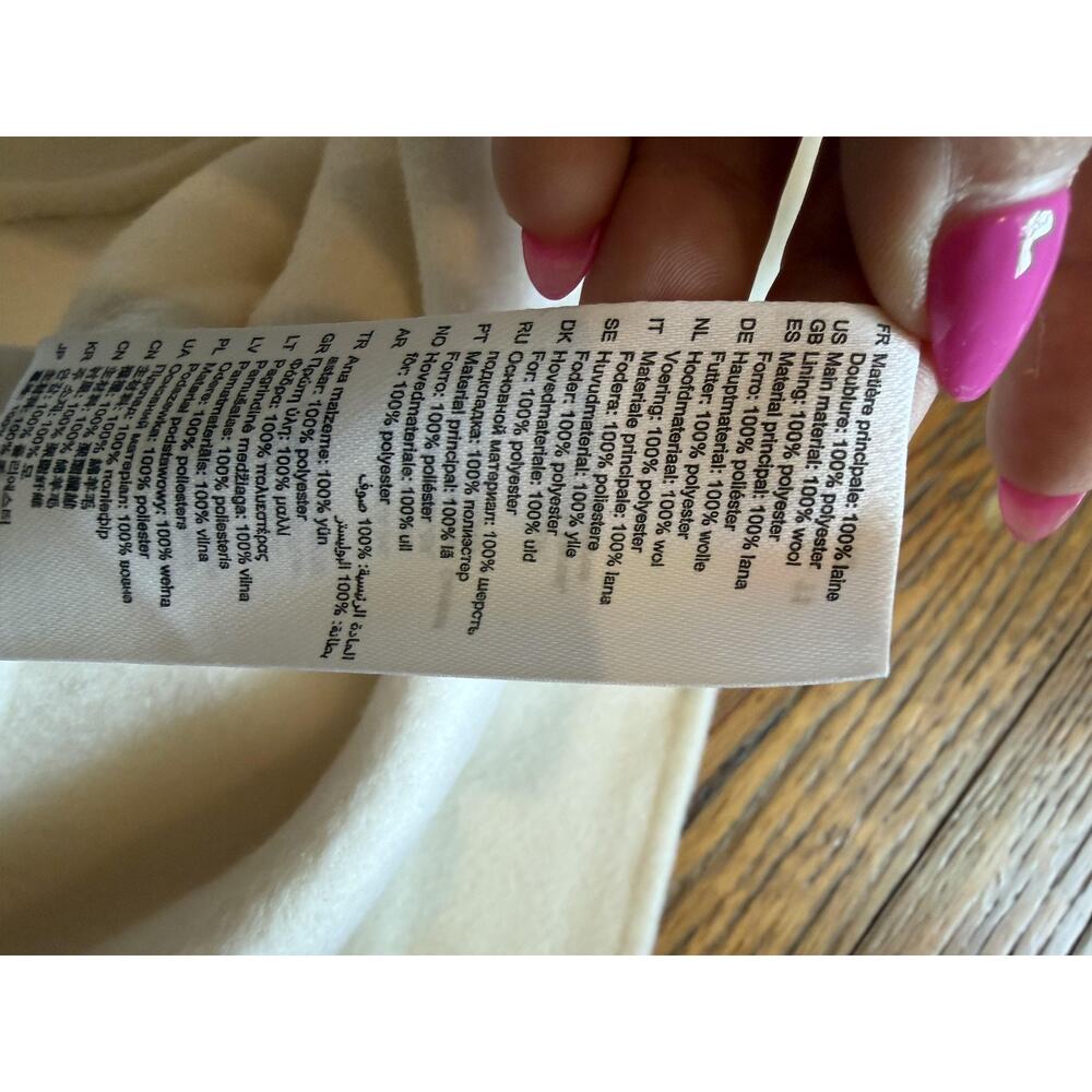 Sandro Womens Wrap Scarf Collar Long Overcoat 42 White - Picture 13 of 15